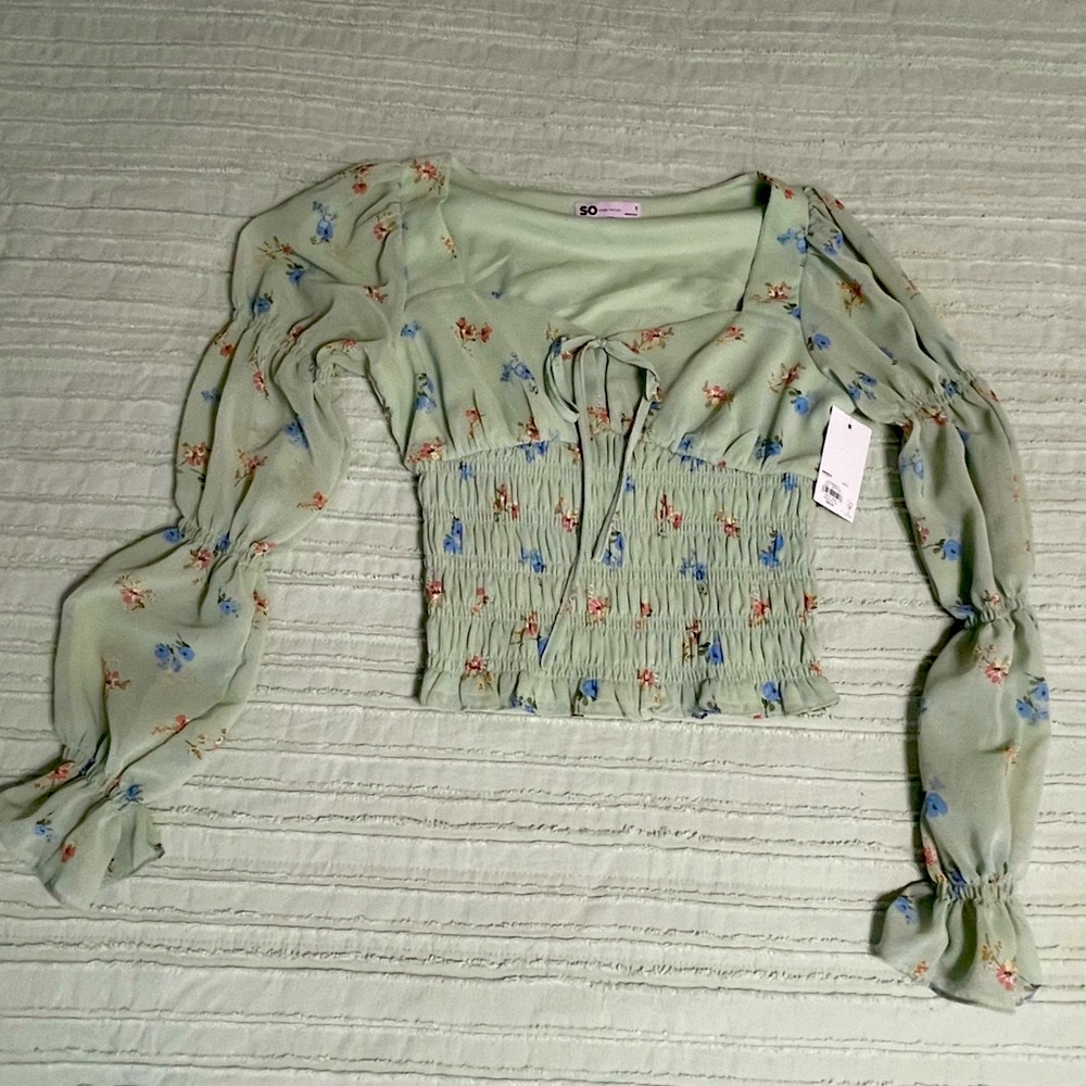 Pale green floral top